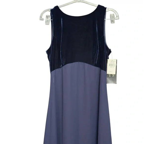 Arianna by Teresa Page Navy Velvet Top Long Formal Dress Size 8 - Picture 2 of 13
